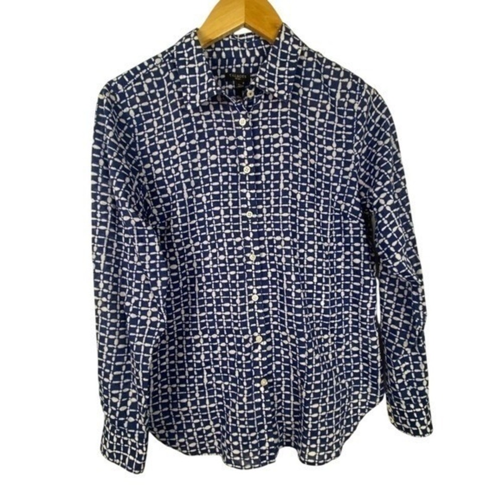 Talbots Long sleeve Cotton Button Shirt Sz MP Blue Breathable Lihtweight‎ Summer